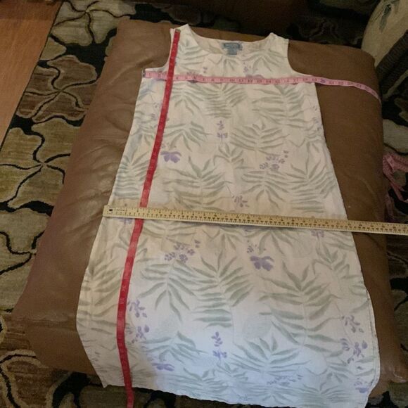 Jane Ashley Medium Linen Cotton Scoop Neck Short Sleeve Pink Purple Maxi Dress - Picture 9 of 11